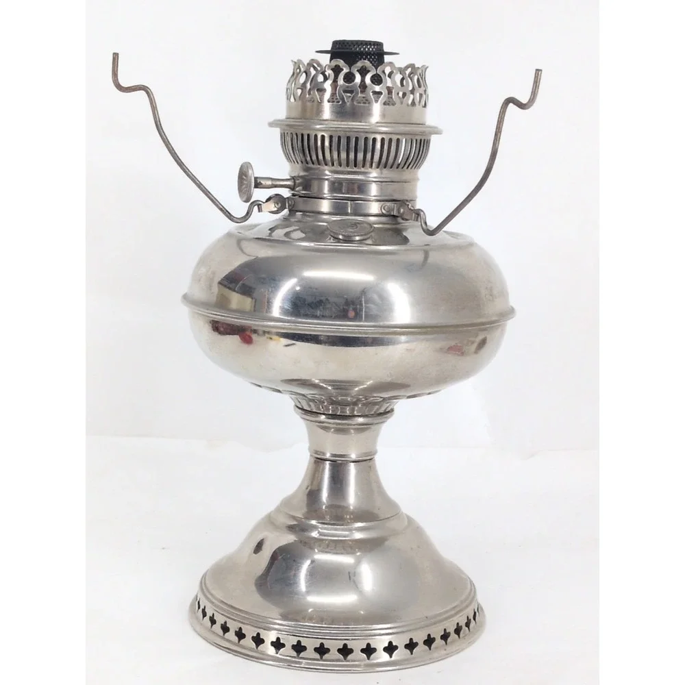 Antique Rayo Nickel Plated Kerosene Oil Lamp Center Draft